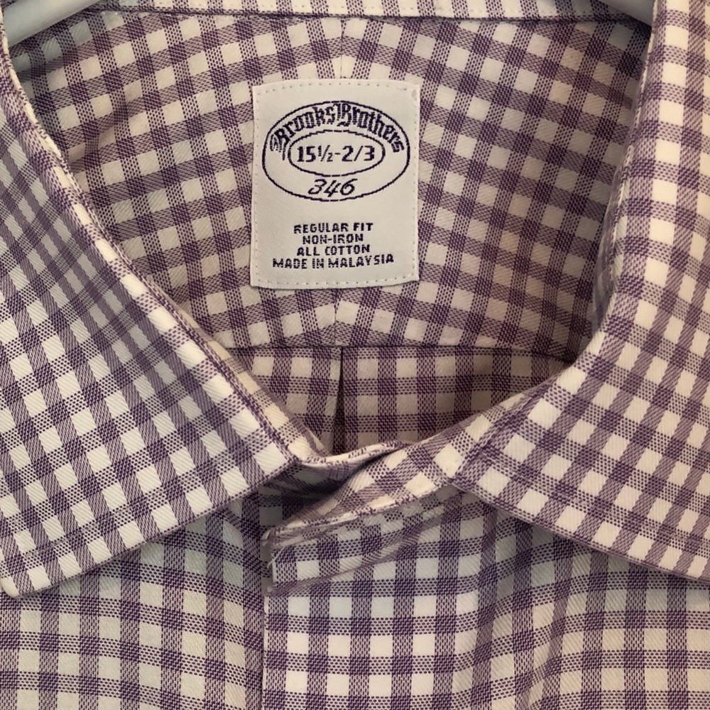 Brooks Brothers Casual Purple Checkered 15 1/2 2/3